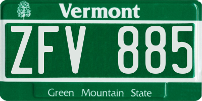 VT license plate ZFV885