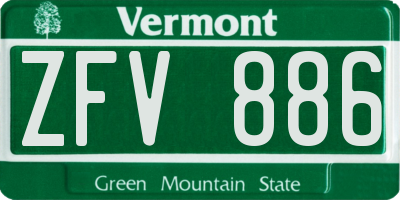 VT license plate ZFV886