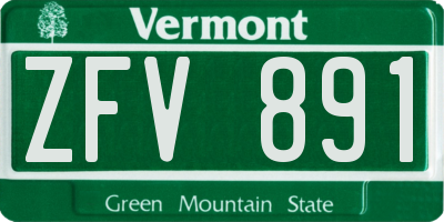 VT license plate ZFV891