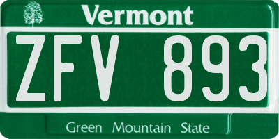 VT license plate ZFV893