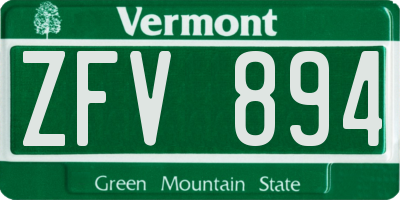VT license plate ZFV894