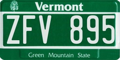 VT license plate ZFV895