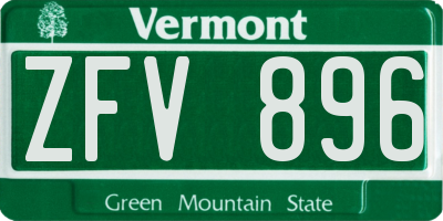 VT license plate ZFV896