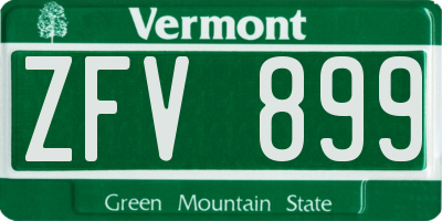 VT license plate ZFV899