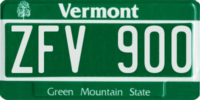 VT license plate ZFV900