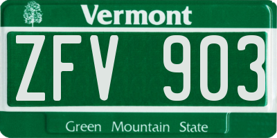 VT license plate ZFV903