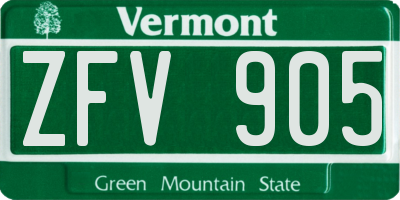 VT license plate ZFV905