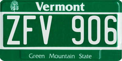 VT license plate ZFV906