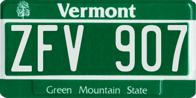 VT license plate ZFV907