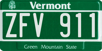 VT license plate ZFV911