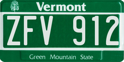 VT license plate ZFV912