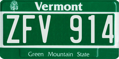 VT license plate ZFV914