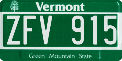 VT license plate ZFV915