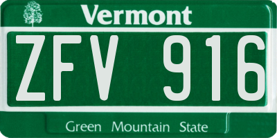 VT license plate ZFV916
