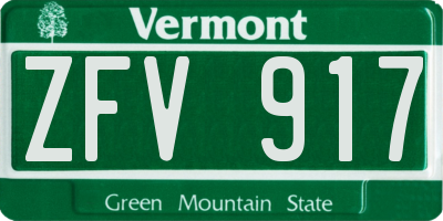 VT license plate ZFV917