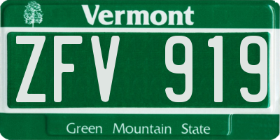 VT license plate ZFV919