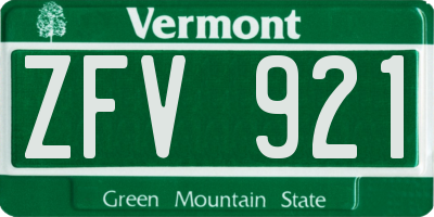 VT license plate ZFV921