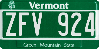 VT license plate ZFV924