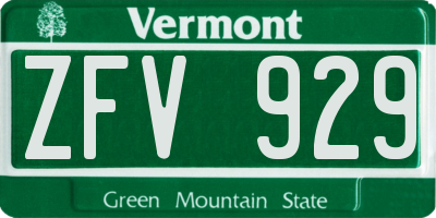 VT license plate ZFV929
