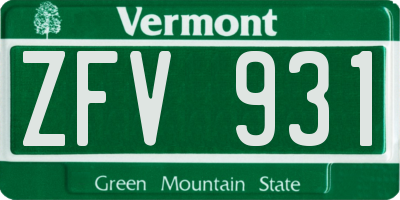 VT license plate ZFV931