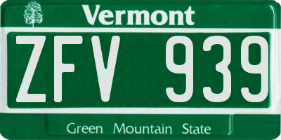 VT license plate ZFV939