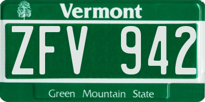 VT license plate ZFV942