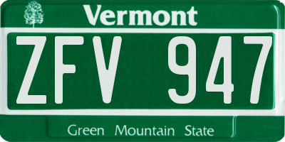 VT license plate ZFV947