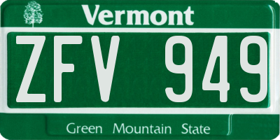 VT license plate ZFV949