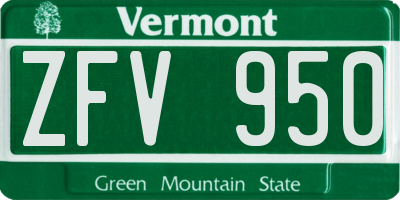 VT license plate ZFV950