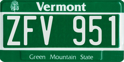 VT license plate ZFV951