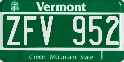 VT license plate ZFV952
