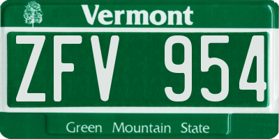 VT license plate ZFV954