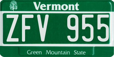 VT license plate ZFV955