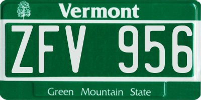 VT license plate ZFV956