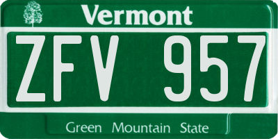 VT license plate ZFV957