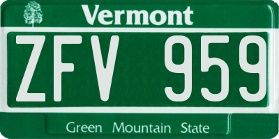 VT license plate ZFV959