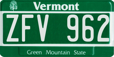 VT license plate ZFV962