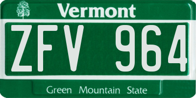 VT license plate ZFV964