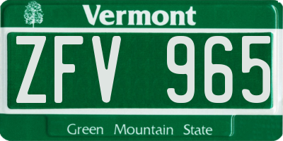 VT license plate ZFV965