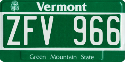 VT license plate ZFV966
