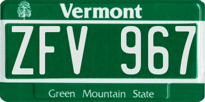 VT license plate ZFV967