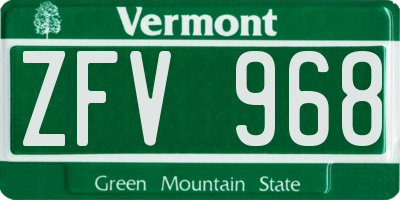 VT license plate ZFV968