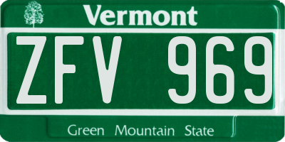 VT license plate ZFV969