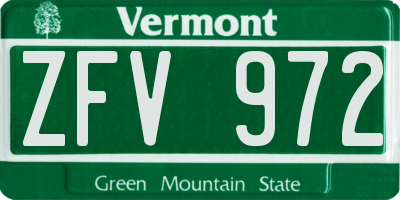 VT license plate ZFV972