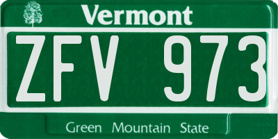 VT license plate ZFV973