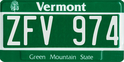 VT license plate ZFV974