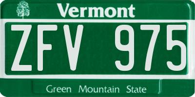 VT license plate ZFV975