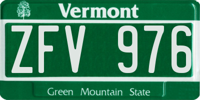VT license plate ZFV976