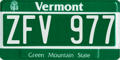 VT license plate ZFV977