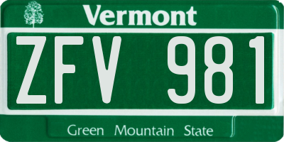 VT license plate ZFV981